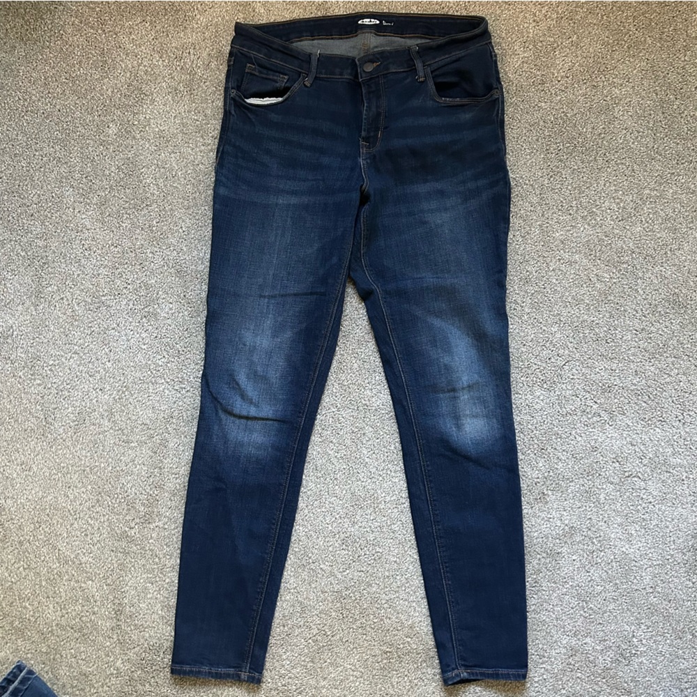 old navy super skinny rockstar dark wash jeans jeggings denim - size 12 LONG
